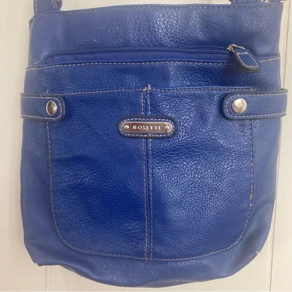 Rossetti Faux Leather Cobalt Blue Crossbody Adjustable Strap y2k / 00s Purse - Picture 4 of 4